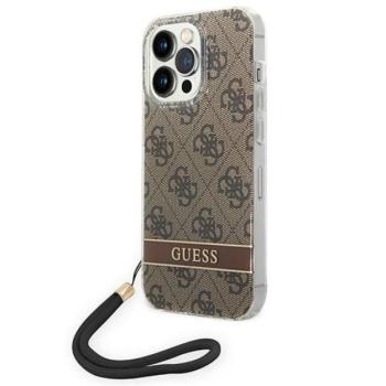 Guess 4G Print Strap Apple iPhone 14 Pro hátlap tok, barna kép