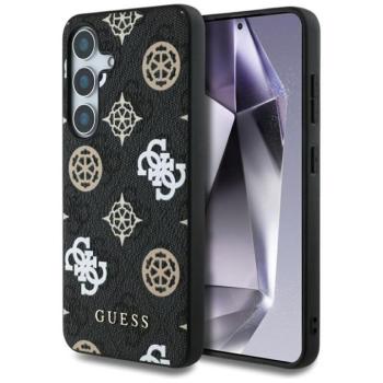 Guess 4G Printed Colored Peony Pattern MagSafe-kompatibilis tok Samsung Galaxy S25 - fekete kép