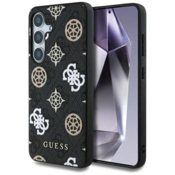 Guess 4G Printed Colored Peony Pattern Samsung Galaxy S25 MagSafe kemény hátlap tok, fekete kép