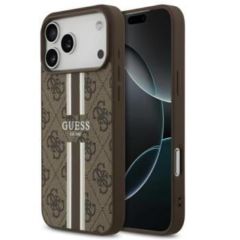 Guess 4G Printed Stripes Apple iPhone 17 Pro MagSafe hátlap tok, barna kép