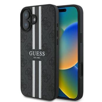 Guess 4G Printed Stripes MagSafe Apple iPhone 16 Plus hátlap tok, fekete/barna GUHMP16MP4RPSK kép