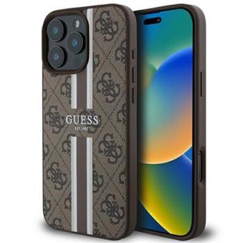 Guess 4G Printed Stripes MagSafe Apple iPhone 16 Pro Max hátlap tok, barna GUHMP16XP4RPSW kép