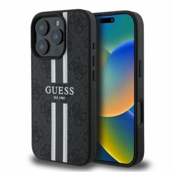 Guess 4G Printed Stripes MagSafe Apple iPhone 16 Pro Max hátlap tok, fekete/barna GUHMP16XP4RPSK kép