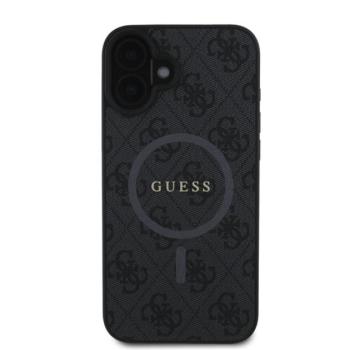 Guess 4G Ring Classic Logo Apple iPhone 16 hátlap tok, fekete/barna GUHMP16SG4GFRK kép