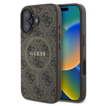 GUESS 4G RING CLASSIC LOGO szilikon telefonvédő (ütésállóság, textil hátlap, MagSafe) BARNA Apple iPhone 16 Plus kép