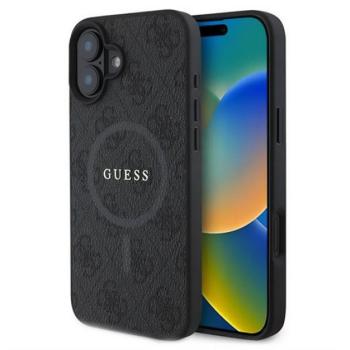 GUESS 4G RING CLASSIC LOGO szilikon telefonvédő (ütésállóság, textil hátlap, MagSafe) FEKETE Apple iPhone 16 Plus kép