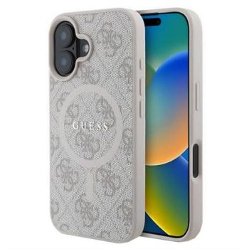 GUESS 4G RING CLASSIC LOGO szilikon telefonvédő (ütésállóság, textil hátlap, MagSafe) RÓZSASZÍN Apple iPhone 16 kép