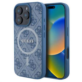 GUESS 4G RING CLASSIC LOGO szilikon telefonvédő (ütésállóság, textil hátlap, MagSafe) VILÁGOSKÉK Apple iPhone 16 Pro kép