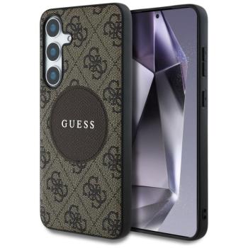 Guess 4G Round Patch Classic Logo Samsung Galaxy S25+ MagSafe kemény hátlap tok, barna kép