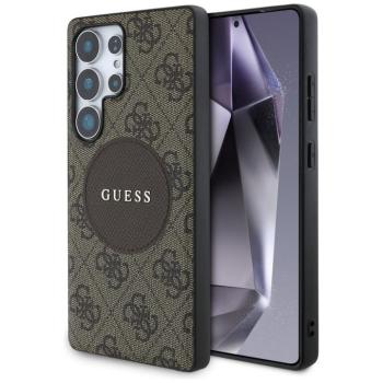 Guess 4G Round Patch Classic Logo Samsung Galaxy S25 Ultra MagSafe kemény hátlap tok, barna kép
