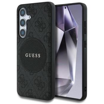 GUESS 4G ROUND PATCH CLASSIC LOGO szilikon telefonvédő (ütésállóság, textil hátlap, MagSafe) FEKETE Samsung Galaxy S25 Plus (SM-S936) kép