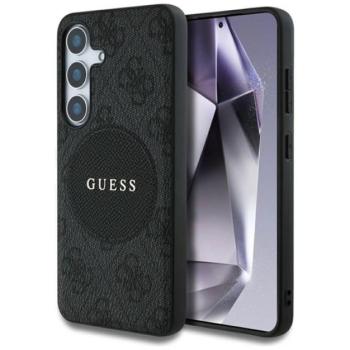 GUESS 4G ROUND PATCH CLASSIC LOGO szilikon telefonvédő (ütésállóság, textil hátlap, MagSafe) FEKETE Samsung Galaxy S25 (SM-S931) kép