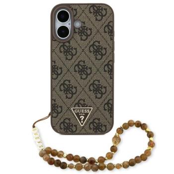 Guess 4G Strap Triangle Logo Apple iPhone 17 MagSafe hátlap tok karpánttal, barna-arany kép