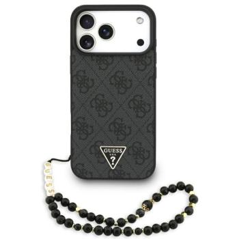 Guess 4G Strap Triangle Logo Apple iPhone 17 Pro MagSafe hátlap tok karpánttal, fekete-arany kép