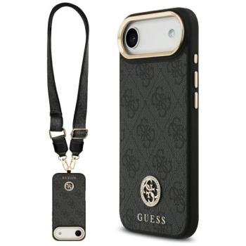 Guess 4G Strass Logo &amp; Big Strap Metal Buttons Apple Air (2025) MagSafe tok csukló / nyakpánttal, fekete kép
