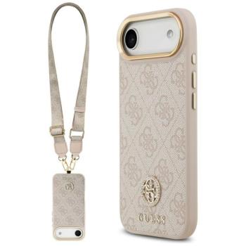 Guess 4G Strass Logo &amp; Big Strap Metal Buttons Apple iPhone Air (2025) MagSafe tok csukló / nyakpánttal, rózsaszín kép