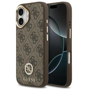 Guess 4G Strass Logo Apple iPhone 17 MagSafe tok kameravédő peremmel, barna-arany kép