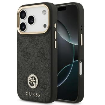 Guess 4G Strass Logo Apple iPhone 17 Pro MagSafe tok kameravédő peremmel, fekete-arany kép