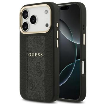 Guess 4G Stripe Apple iPhone 17 Pro Max MagSafe tok kameravédő kerettel, fekete-arany kép