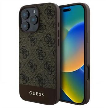 GUESS 4G STRIPE műanyag telefonvédő (textil hátlap) BARNA Apple iPhone 16 Pro Max kép