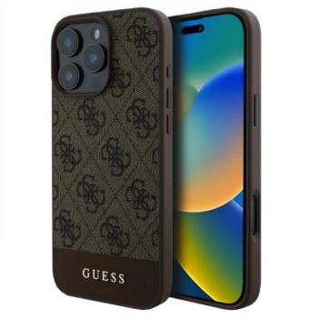 GUESS 4G STRIPE műanyag telefonvédő (textil hátlap) BARNA Apple iPhone 16 Pro kép