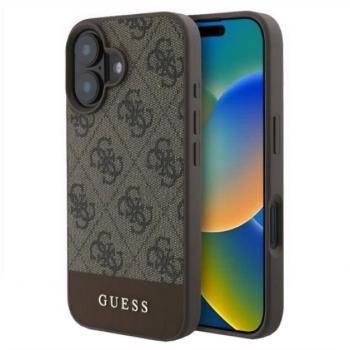GUESS 4G STRIPE műanyag telefonvédő (textil hátlap) BARNA Apple iPhone 16 kép