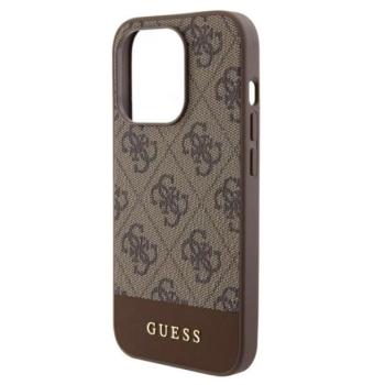 GUESS 4G STRIPE műanyag telefonvédő (textil hátlap, MagSafe) BARNA Apple iPhone 15 Pro kép