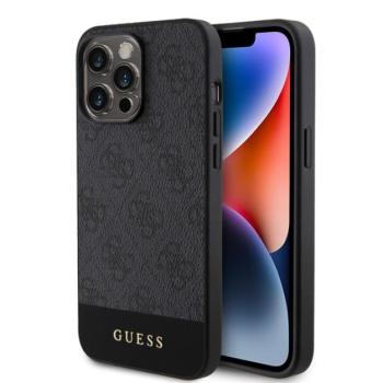 GUESS 4G STRIPE műanyag telefonvédő (textil hátlap, MagSafe) FEKETE Apple iPhone 15 Pro Max kép