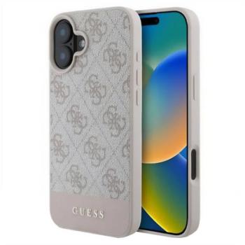 GUESS 4G STRIPE műanyag telefonvédő (textil hátlap) RÓZSASZÍN Apple iPhone 16 Plus kép