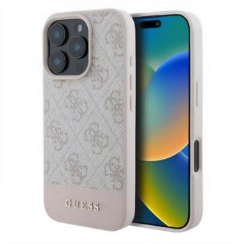 GUESS 4G STRIPE műanyag telefonvédő (textil hátlap) RÓZSASZÍN Apple iPhone 16 Pro kép