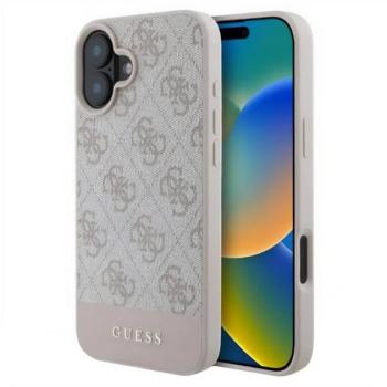 GUESS 4G STRIPE műanyag telefonvédő (textil hátlap) RÓZSASZÍN Apple iPhone 16 kép