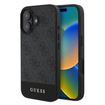 GUESS 4G STRIPE műanyag telefonvédő (textil hátlap) SZÜRKE Apple iPhone 16 Plus kép