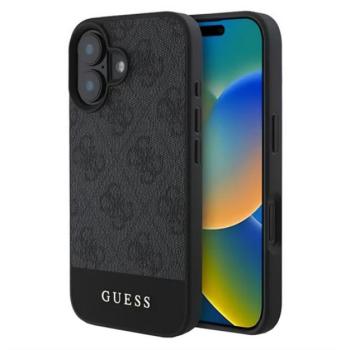 GUESS 4G STRIPE műanyag telefonvédő (textil hátlap) SZÜRKE Apple iPhone 16 kép