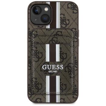 Guess 4G Stripes iPhone 15 MagSafe hátlap tok kártyatartóval, barna kép