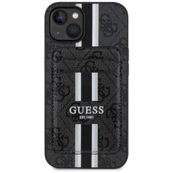 Guess 4G Stripes iPhone 15 MagSafe hátlap tok kártyatartóval, fekete kép
