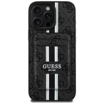 Guess 4G Stripes iPhone 16 Pro Max MagSafe hátlap tok kártyatartóval, fekete kép