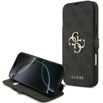 Guess Book 4G Metal Logo Apple iPhone 17 Pro oldalra nyíló tok kártyatartóval, fekete kép