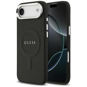 Guess Classic Logo Apple iPhone Air (2025) hátlap tok kameravédő peremmel, MagSafe, fekete-ezüst kép