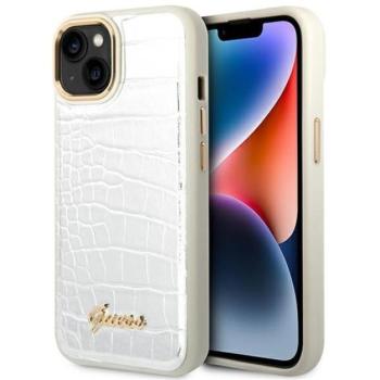 Guess Croco Collection Apple iPhone 14 hátlap tok, ezüst kép