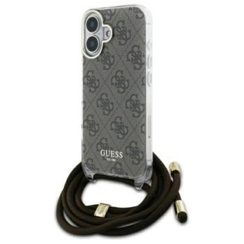 Guess Crossbody Cord 4G Print iPhone 16 hátlap tok, barna GUHCP16SHC4SEW kép