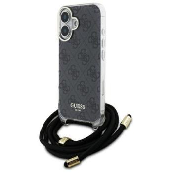 Guess Crossbody Cord 4G Print iPhone 16 hátlap tok, fekete GUHCP16SHC4SEK kép