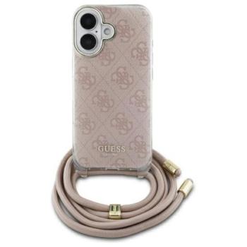 Guess Crossbody Cord 4G Print iPhone 16 hátlap tok, rózsaszín GUHCP16SHC4SEP kép