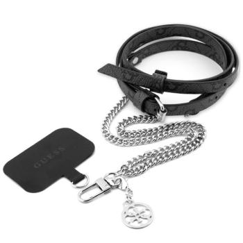 Guess Crossbody Strap PU 4G univerzális pánt, lánccal, ezüst/fekete kép