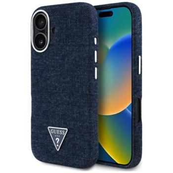 Guess Denim Triangle Logo iPhone 16 MagSafe hátlap tok, kék kép