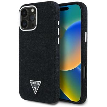 Guess Denim Triangle Logo iPhone 16 Pro Max MagSafe hátlap tok, fekete kép
