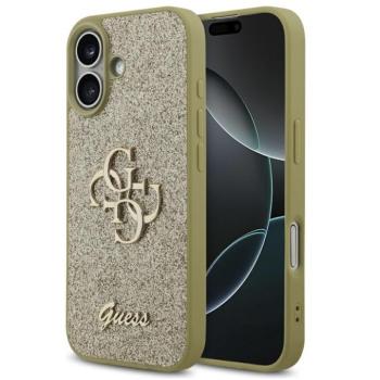 Guess Fixed Glitter Big 4G Apple iPhone 17 hátlap tok, csillámos, arany kép
