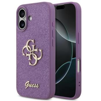 Guess Fixed Glitter Big 4G Apple iPhone 17 hátlap tok, csillámos, lila kép