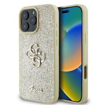 Guess Fixed Glitter Big 4G iPhone 16 Pro kemény hátlap tok, arany GUHCP16LHG4SGD kép