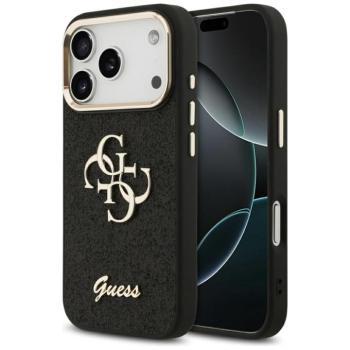 Guess Fixed Glitter Big 4G Metal Frame Apple iPhone 17 Pro Max csillámos hátlap tok, fekete kép