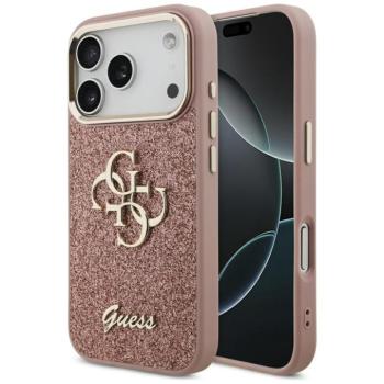 Guess Fixed Glitter Big 4G Metal Frame Apple iPhone 17 Pro Max csillámos hátlap tok, rózsaszín kép